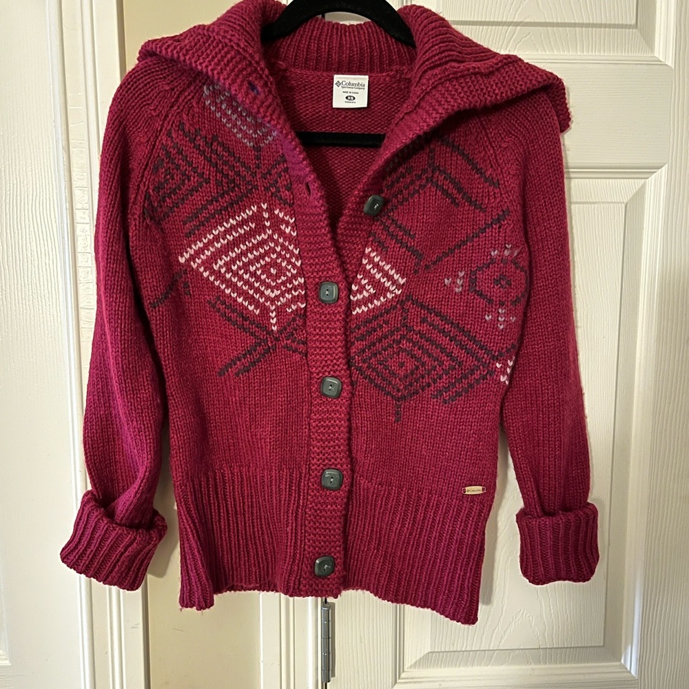 Columbia Women’s Cardigan, wool/alpaca blend, size XS